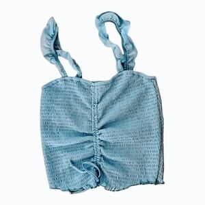 CRAVE FAME Flutter Strap Smocked Cinch-Neck Camisole Size M